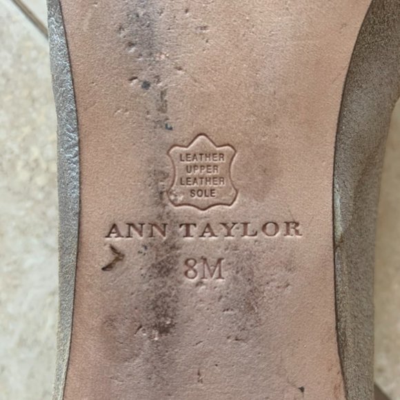 ANN TAYLOR SILVER/BLUSH LEATHER RUFFLE TOE BALLET FLATS - SZ 8M - Picture 6 of 6